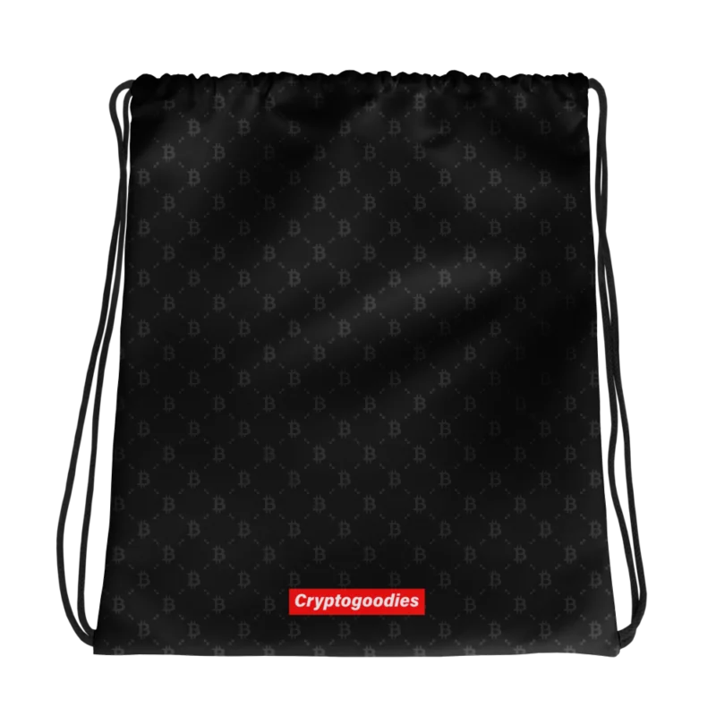 Bitcoin Fashion Black Drawstring Bag