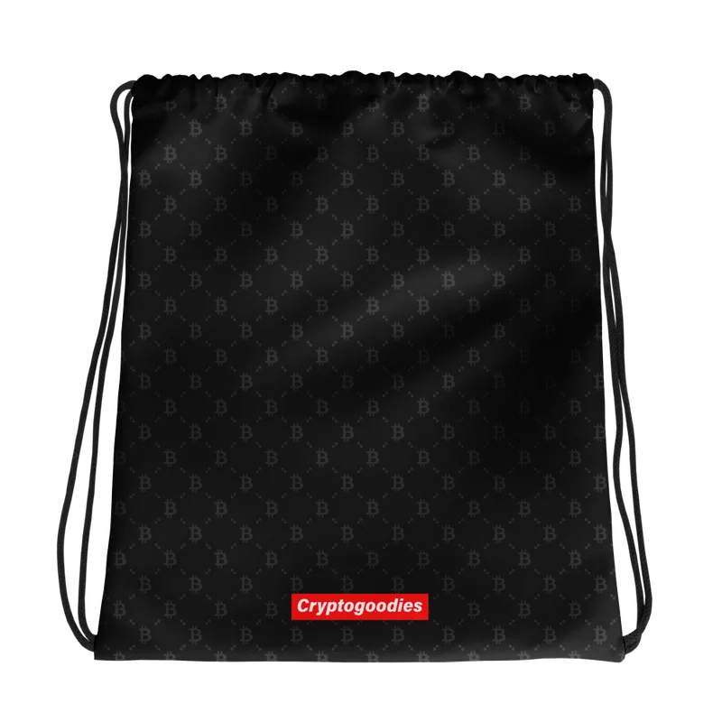 Bitcoin Fashion Black Drawstring Bag