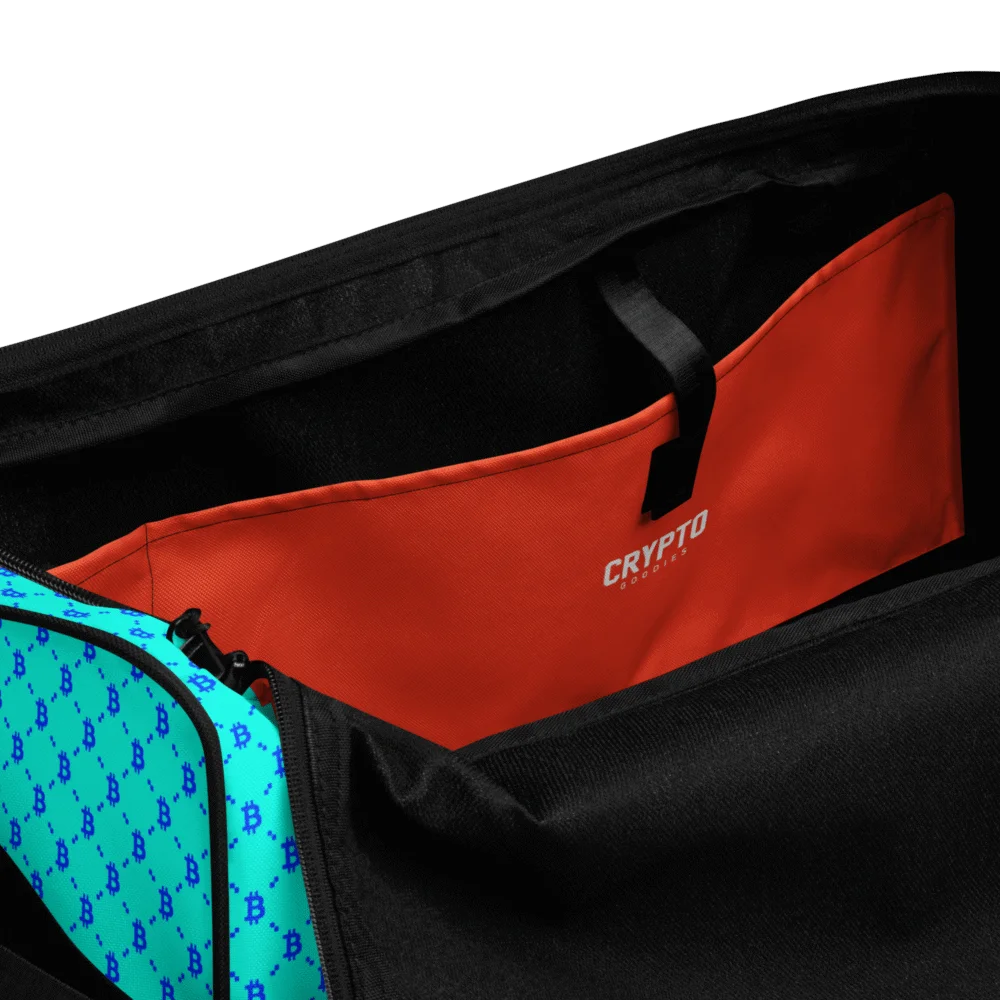 Bitcoin Fashion Cyan Blue Duffle bag - Image 4