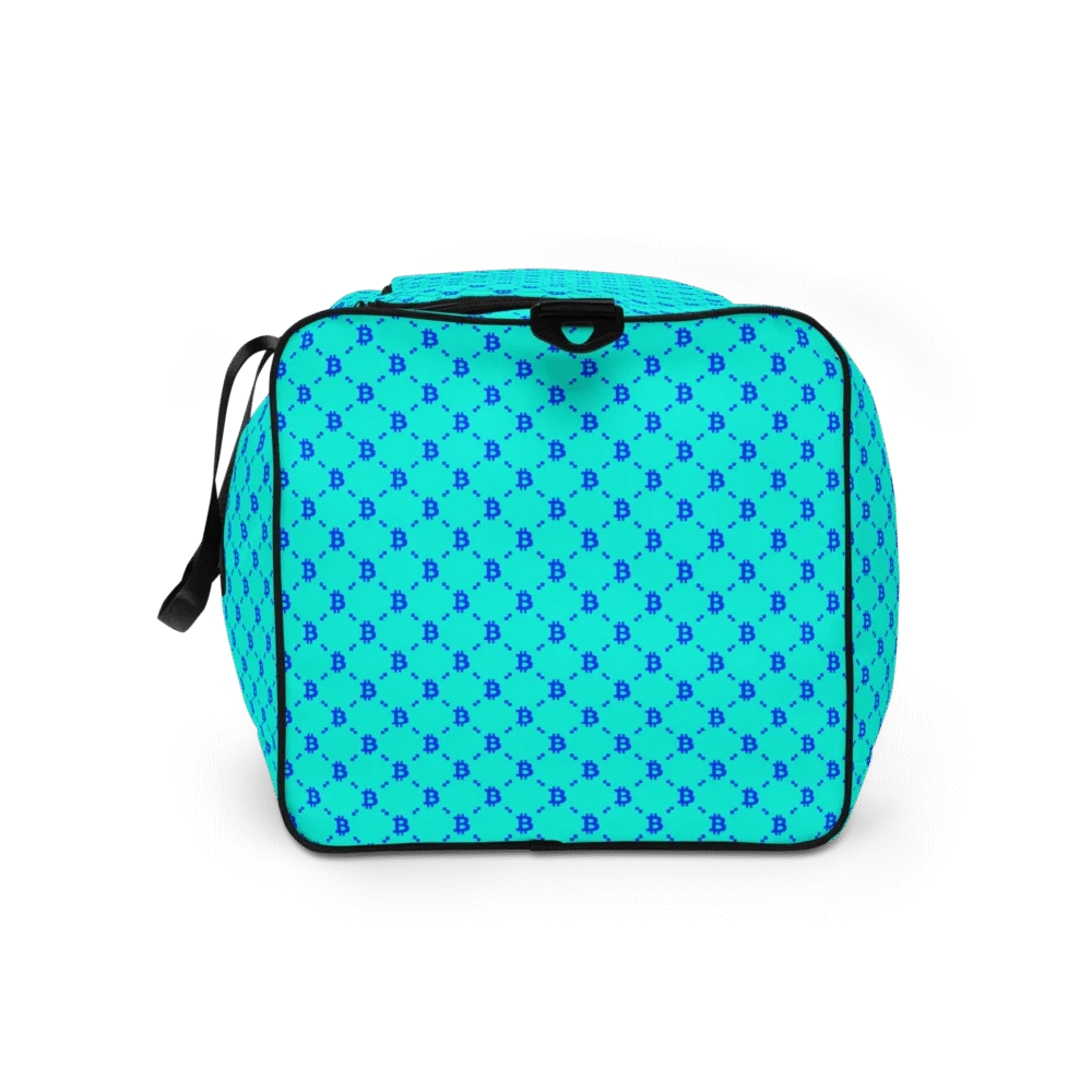 Bitcoin Fashion Cyan Blue Duffle bag - Image 5