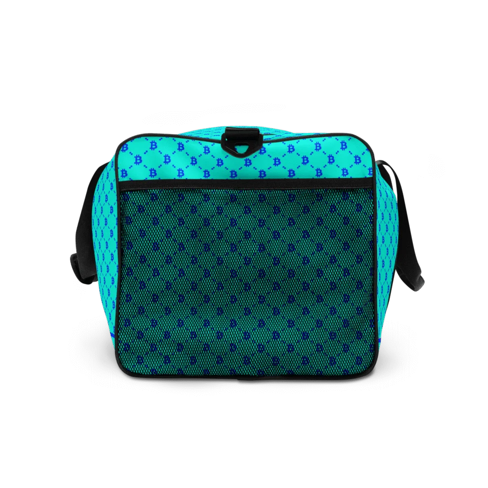 Bitcoin Fashion Cyan Blue Duffle bag - Image 6