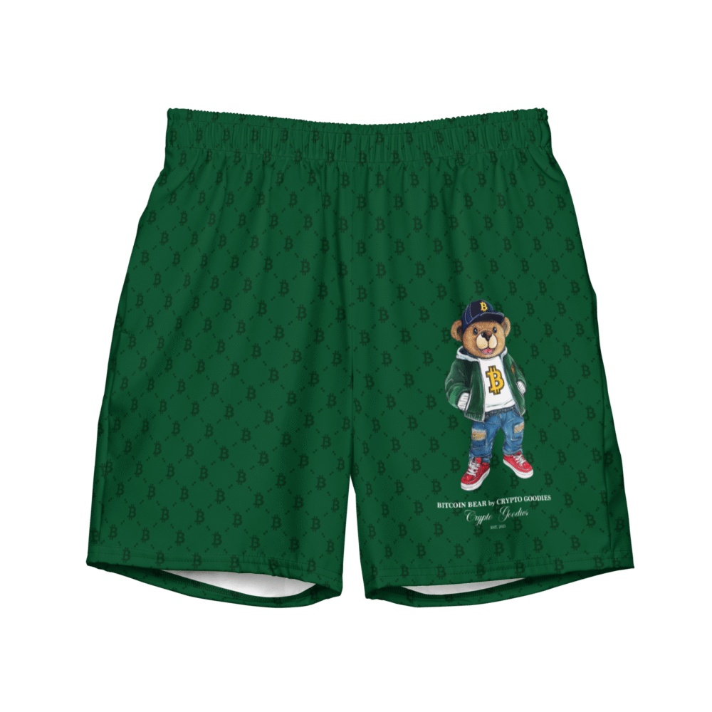 all over print recycled swim trunks white front 686aa4c984a29 - Bitcoin Bear Premium Swim Trunks