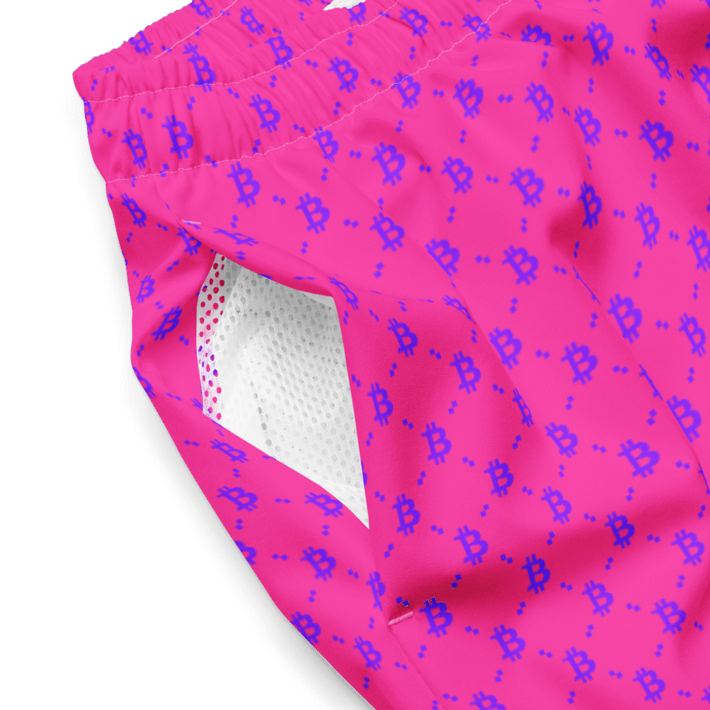 Bitcoin Neon Pink Premium Swim Trunks