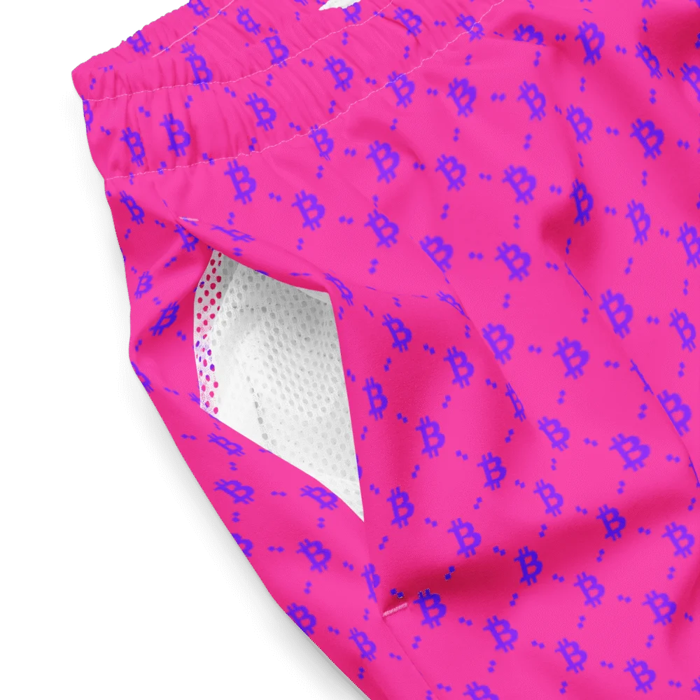 Bitcoin Neon Pink Premium Swim Trunks - Image 4