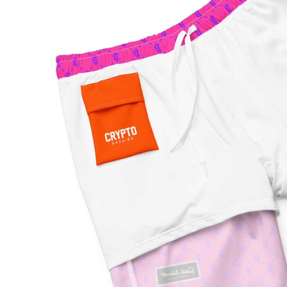Bitcoin Neon Pink Premium Swim Trunks