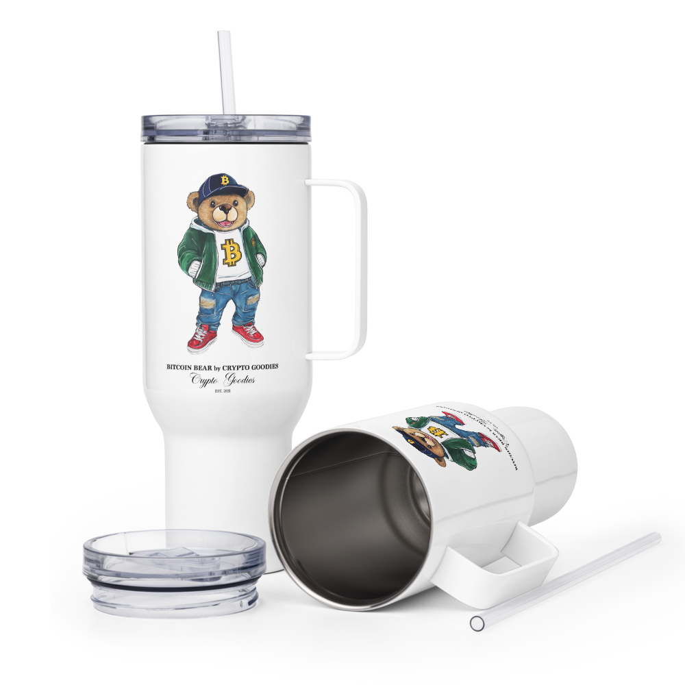 Bitcoin Bear Travel Mug With a Handle