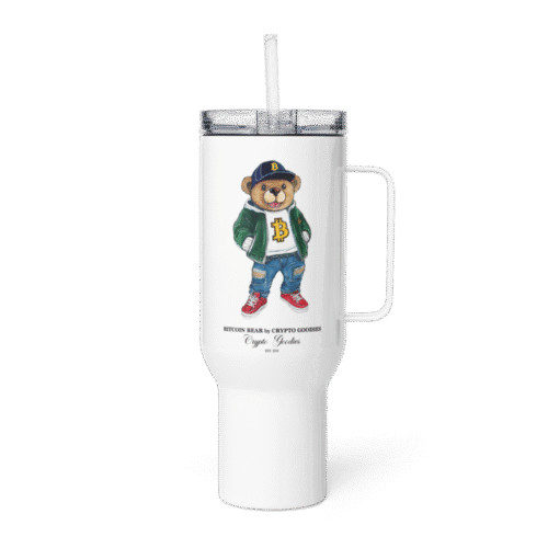 Bitcoin Bear Travel Mug With a Handle
