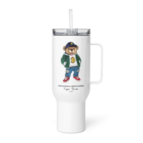 Bitcoin Bear Travel Mug With a Handle