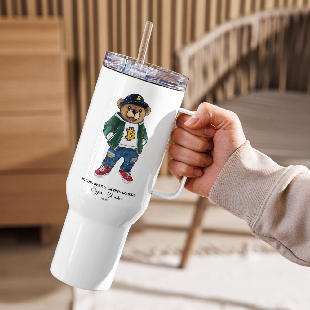 Bitcoin Bear Travel Mug With a Handle