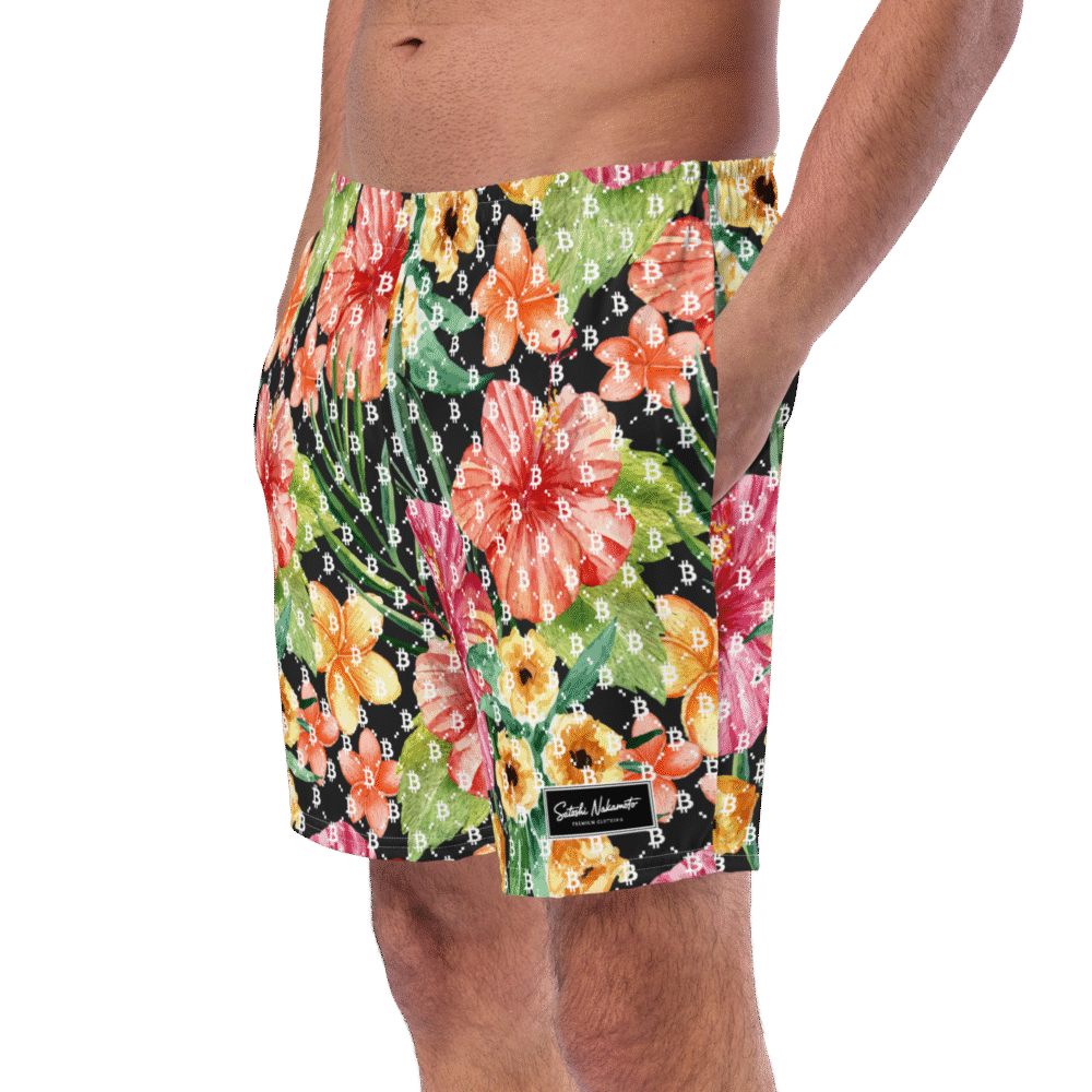 Bitcoin Floral Paradise Premium Swim Trunks