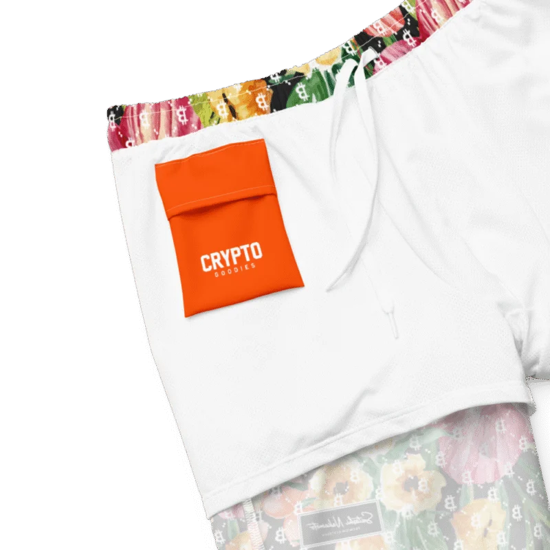 Bitcoin Floral Paradise Premium Swim Trunks