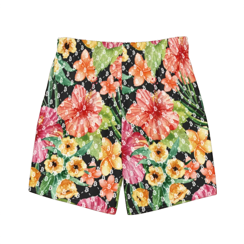 Bitcoin Floral Paradise Premium Swim Trunks