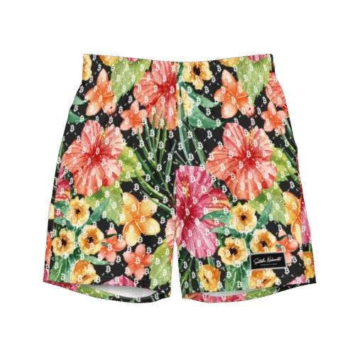 Bitcoin Floral Paradise Premium Swim Trunks