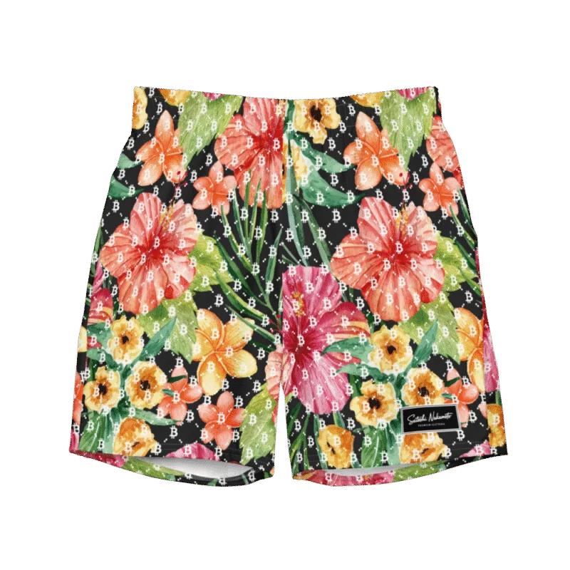 Bitcoin Floral Paradise Premium Swim Trunks
