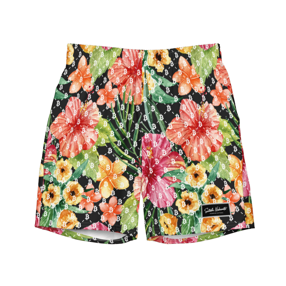 Bitcoin Floral Paradise Premium Swim Trunks
