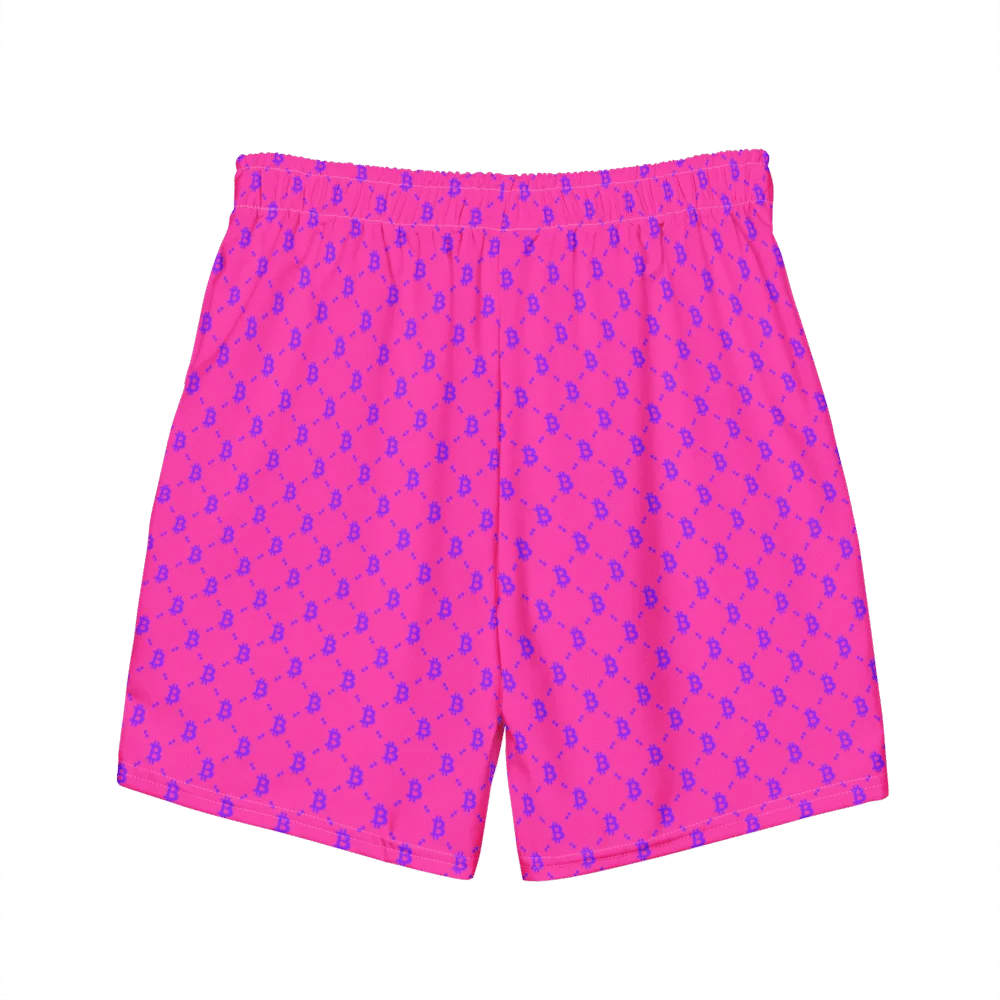Bitcoin Neon Pink Premium Swim Trunks - Image 3