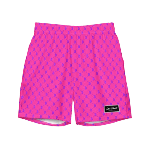 Bitcoin Neon Pink Premium Swim Trunks