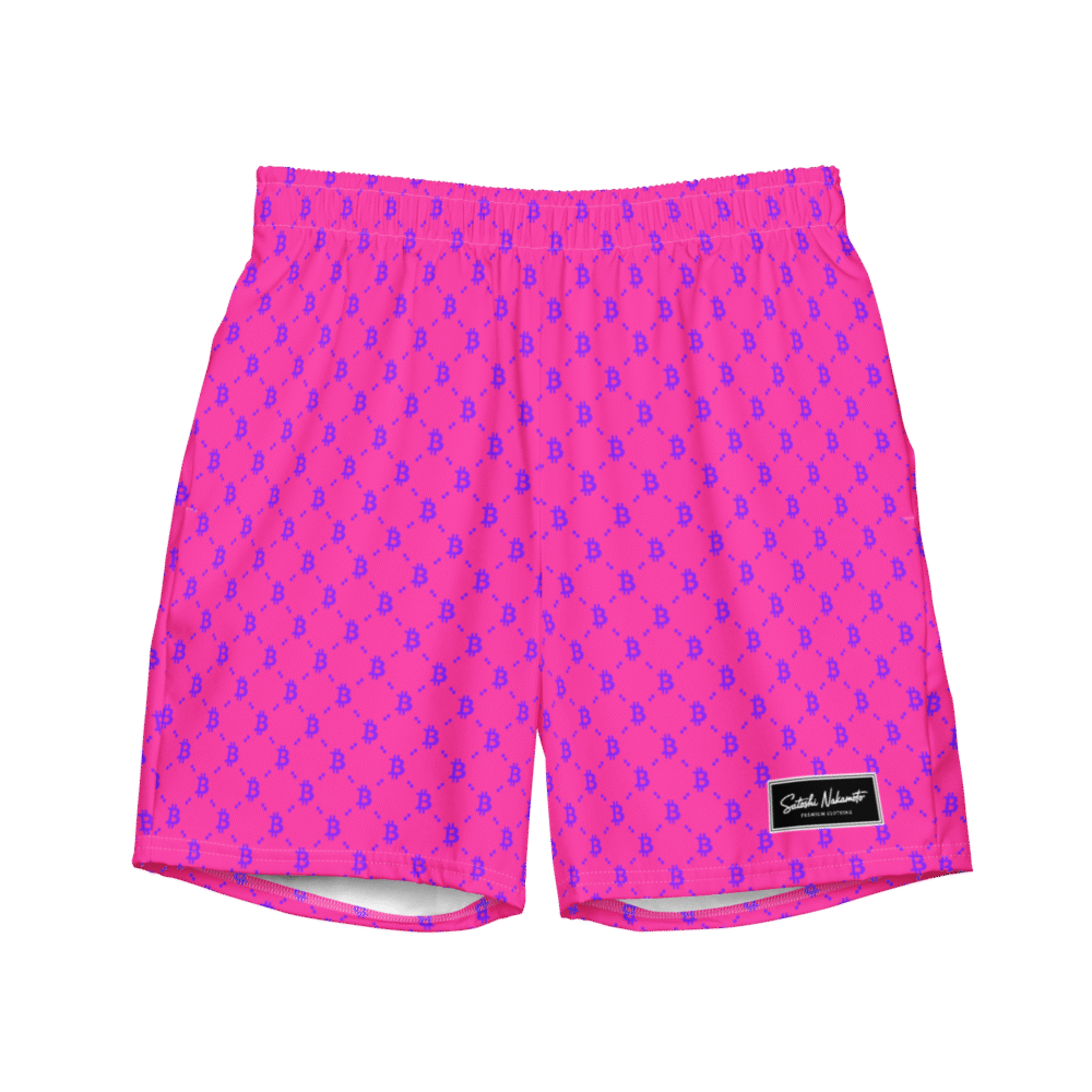 Bitcoin Neon Pink Premium Swim Trunks