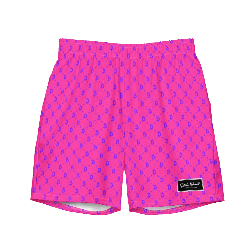 Bitcoin Neon Pink Premium Swim Trunks