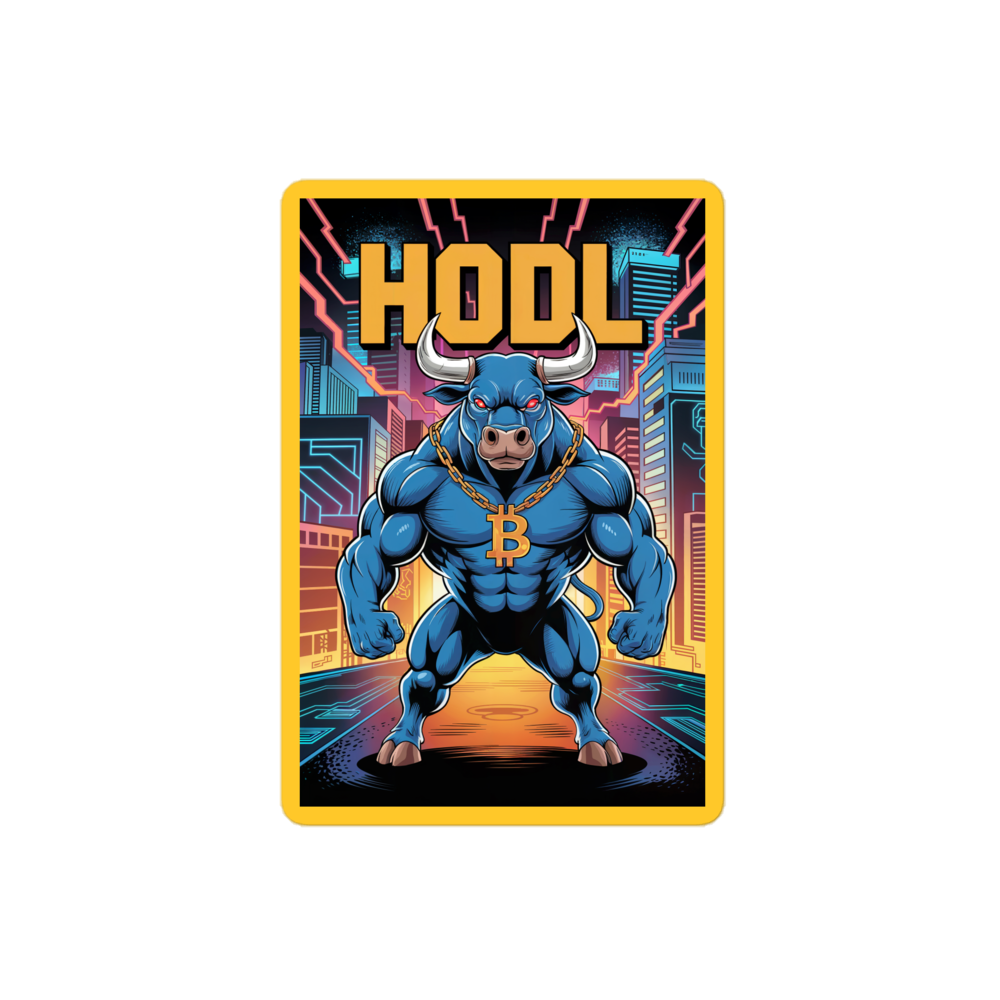 kiss cut stickers white 4x4 default 686fcd444c035 - Crypto Bull x HODL Sticker