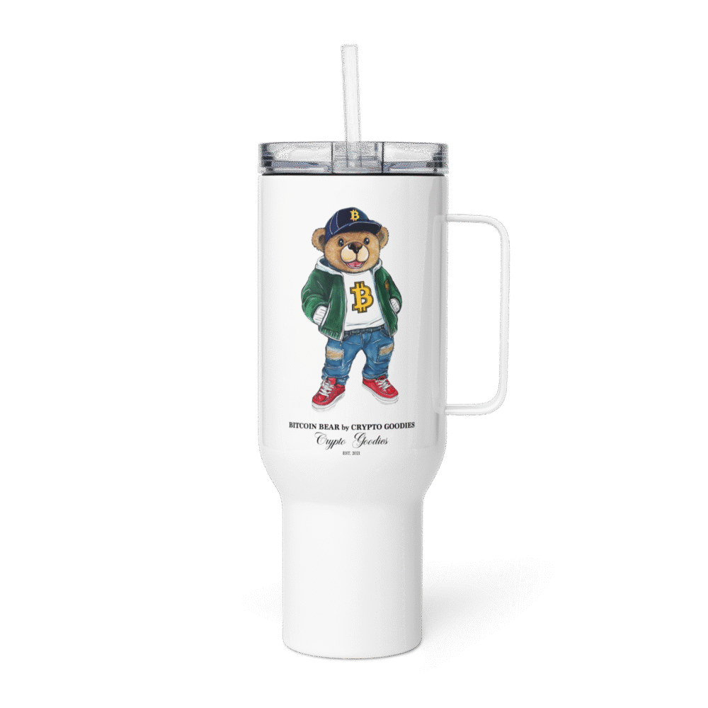travel mug with a handle white 40 oz left 686ac5f0ed841 - Bitcoin Bear Travel Mug With a Handle