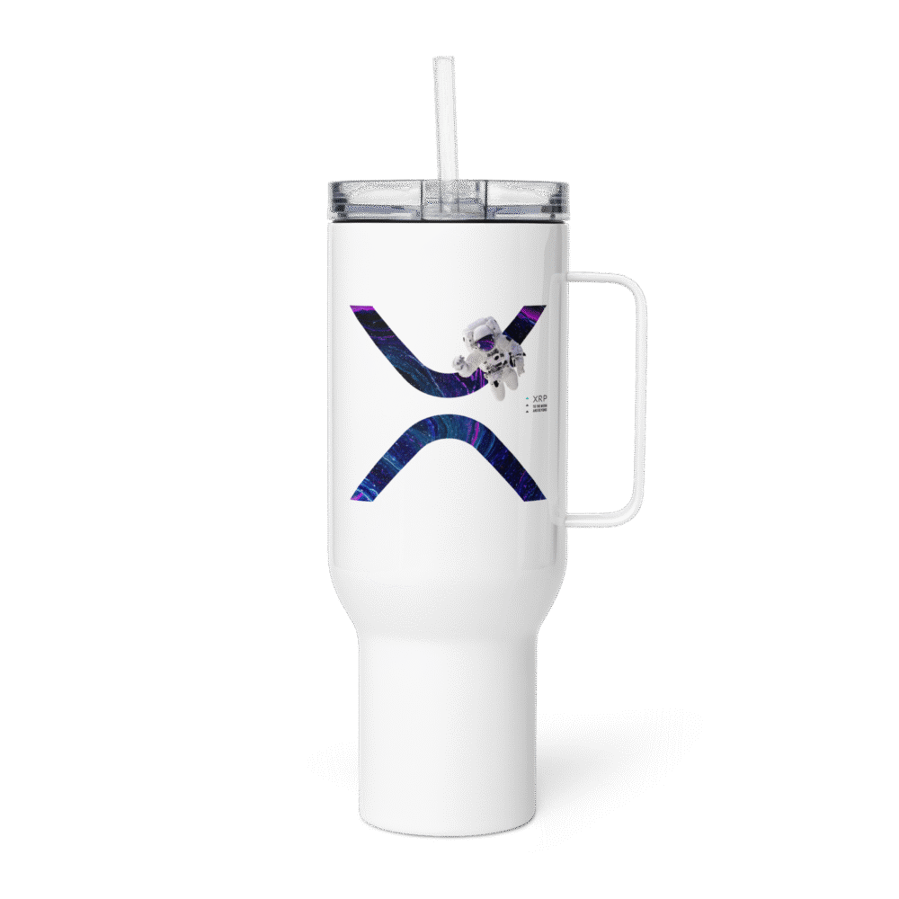 travel mug with a handle white 40 oz left 686accbfb33a2 - XRP To The Moon Travel Mug With a Handle