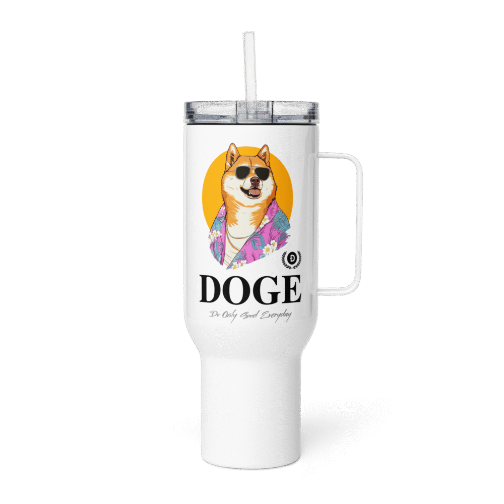 travel mug with a handle white 40 oz left 686d105fea8ba - DOGE: Do Only Good Everyday Travel Mug With a Handle