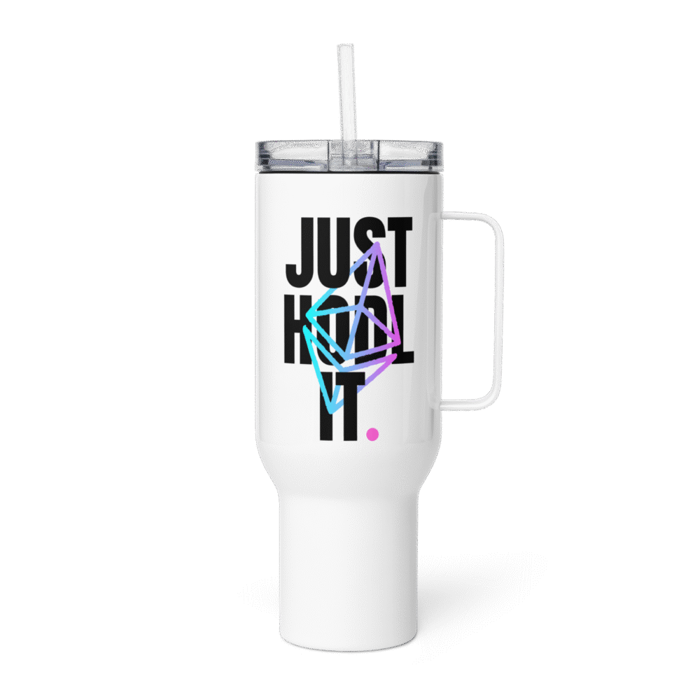 travel mug with a handle white 40 oz left 686d14bcf25f0 - Ethereum: Just HODL It Travel Mug With a Handle