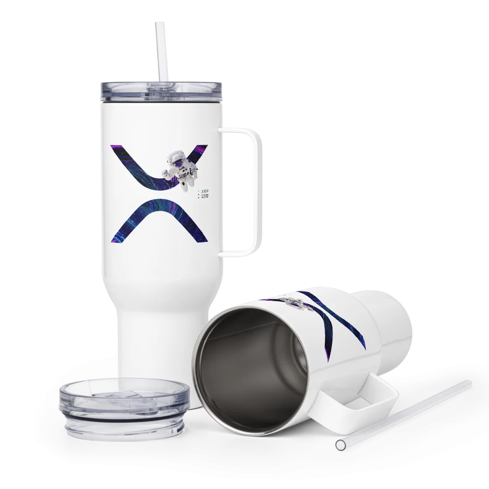 XRP To The Moon Travel Mug With a Handle - Image 3