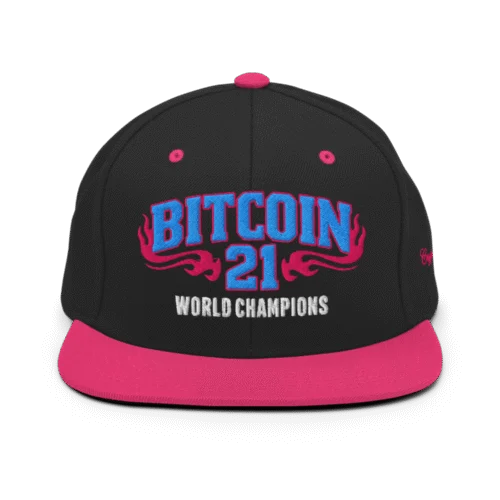 Bitcoin: World Champions Neon Pink Snapback Hat