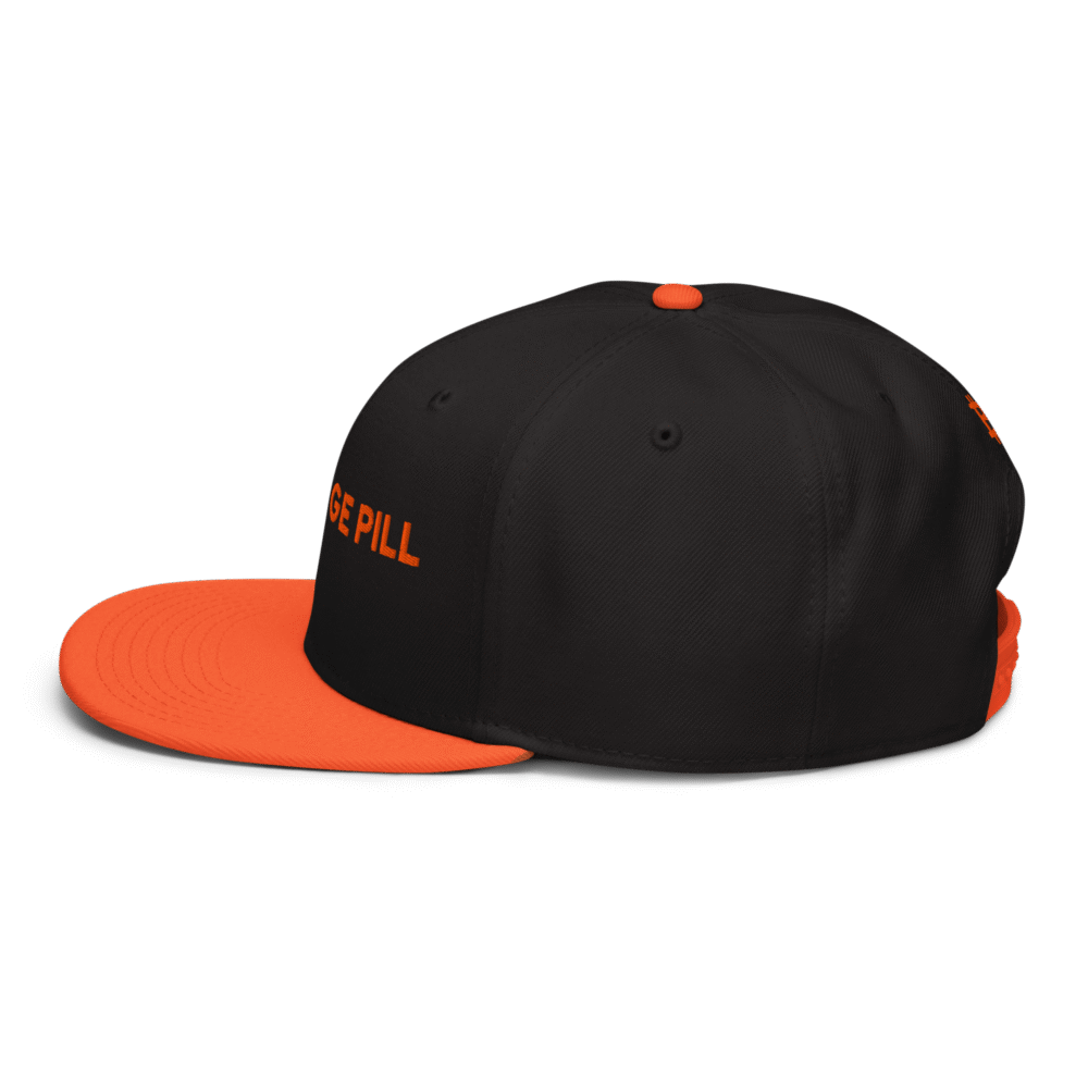 Orange Pill Snapback Hat