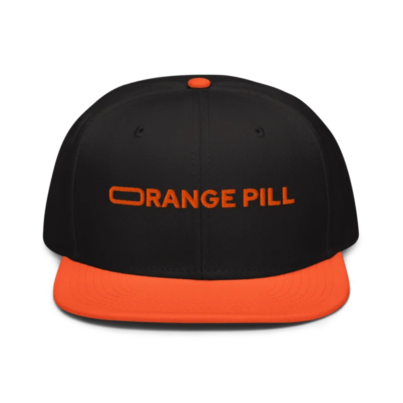 Orange Pill Snapback Hat