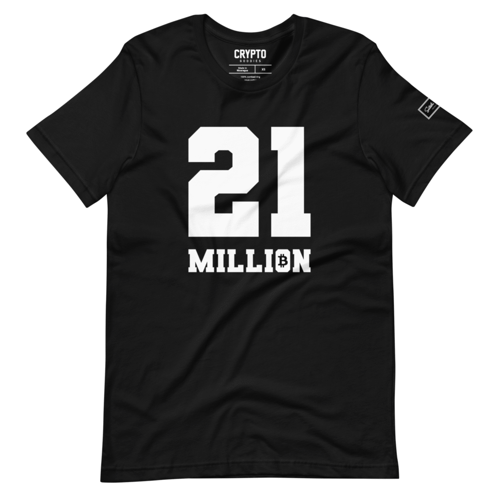 unisex staple t shirt black front 689b8a6dba232 - BTC: 21 Million T-Shirt