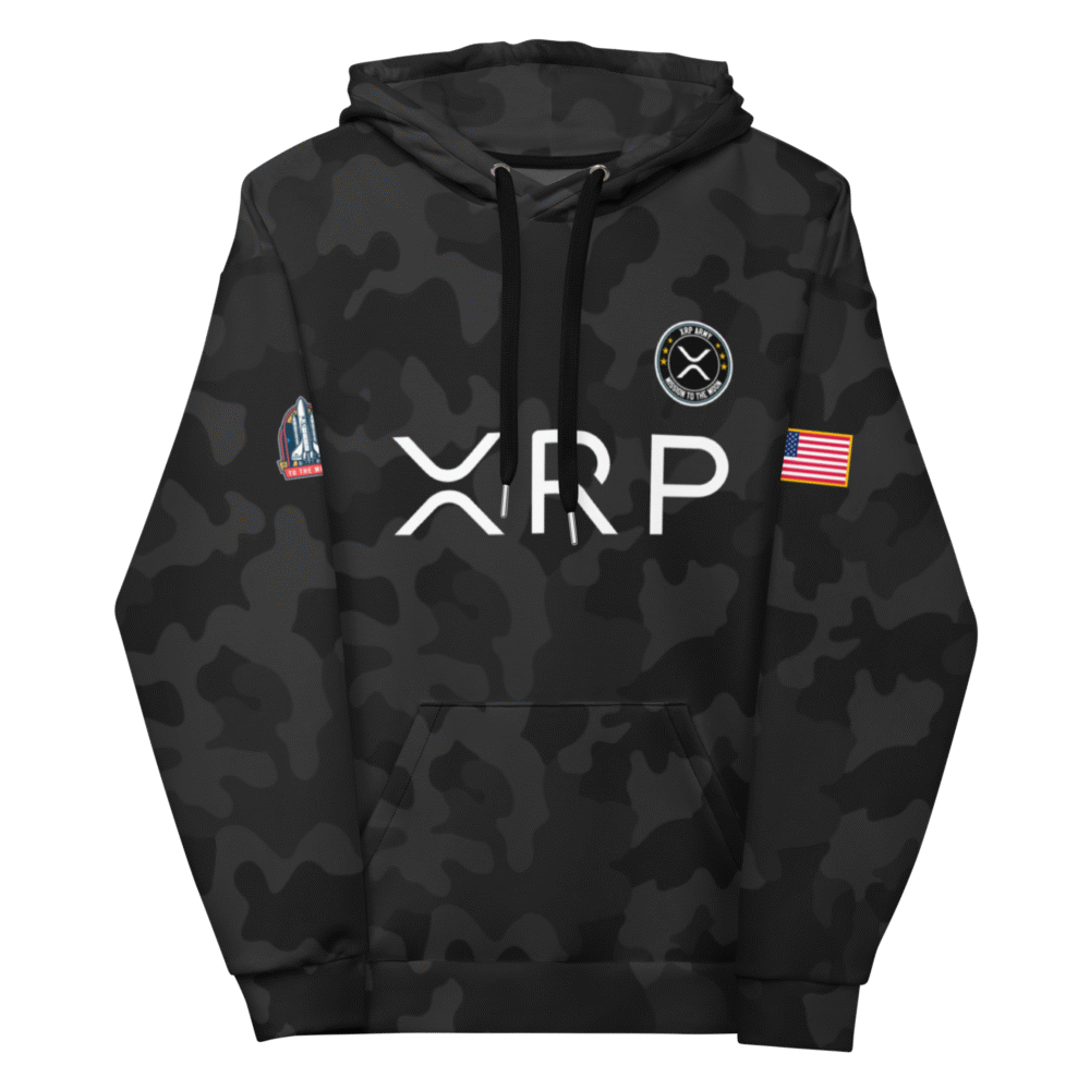 Xrp Army X Mission To The Moon Black Camouflage Hoodie - All Over Print Recycled Unisex Hoodie White Front 68D0Ee759A226
