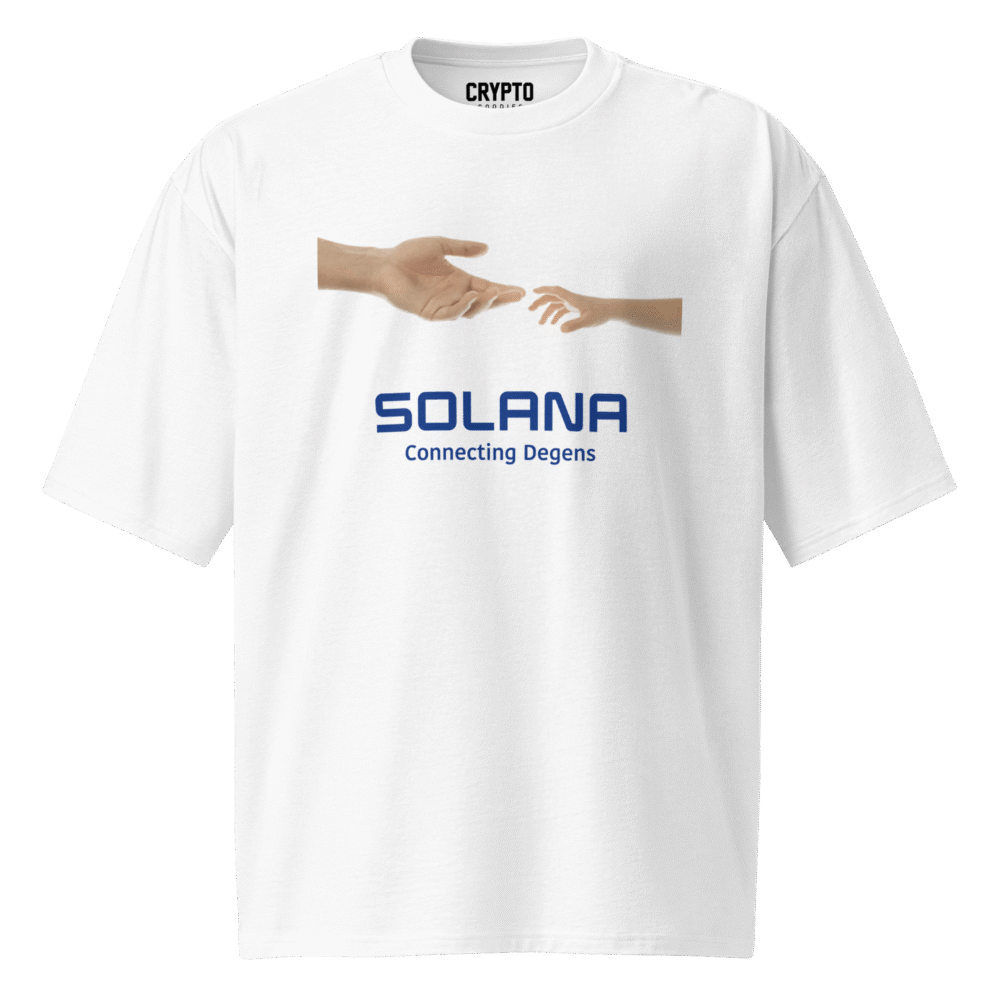 Solana: Connecting Degens Oversized T-Shirt - Oversized Heavyweight T Shirt White Front 68C1D2C8656A8