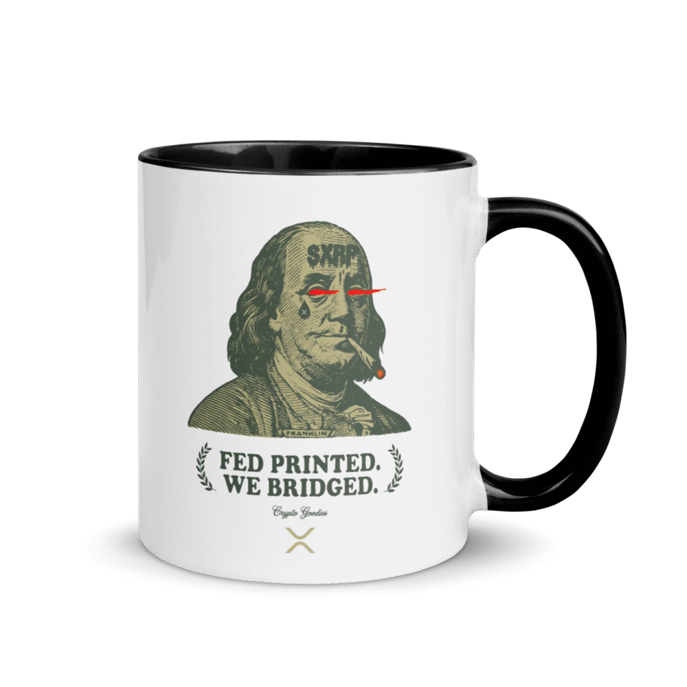 Xrp: Fed Printed. We Bridged. Mug - White Ceramic Mug With Color Inside Black 11 Oz Right 68Cee7Fb685D0