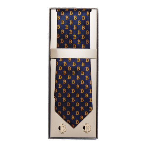Bitcoin Silk Tie – Navy Blue