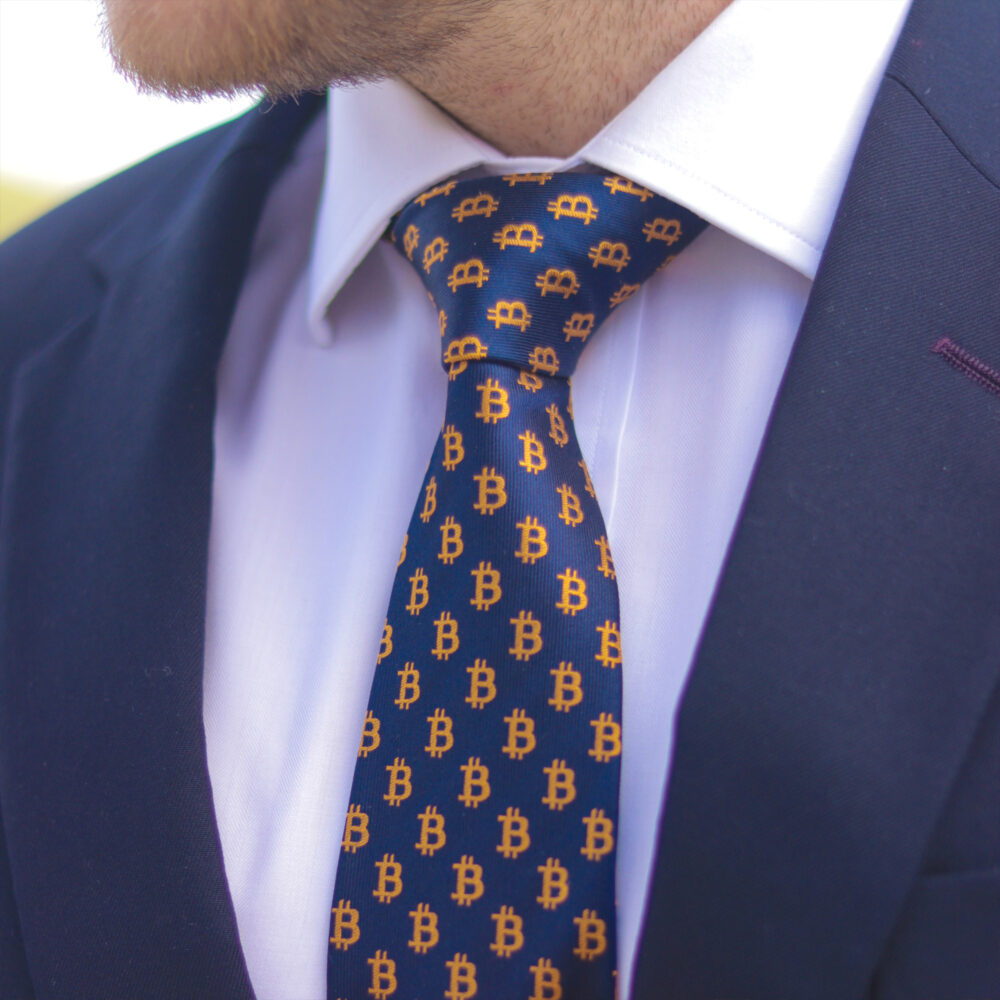 Bitcoin Silk Tie – Navy Blue