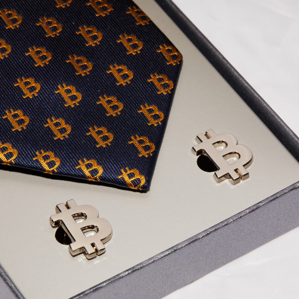 Bitcoin Silk Tie – Navy Blue