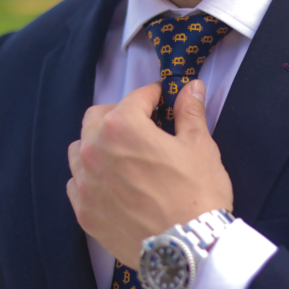 Bitcoin Silk Tie – Navy Blue - Image 7