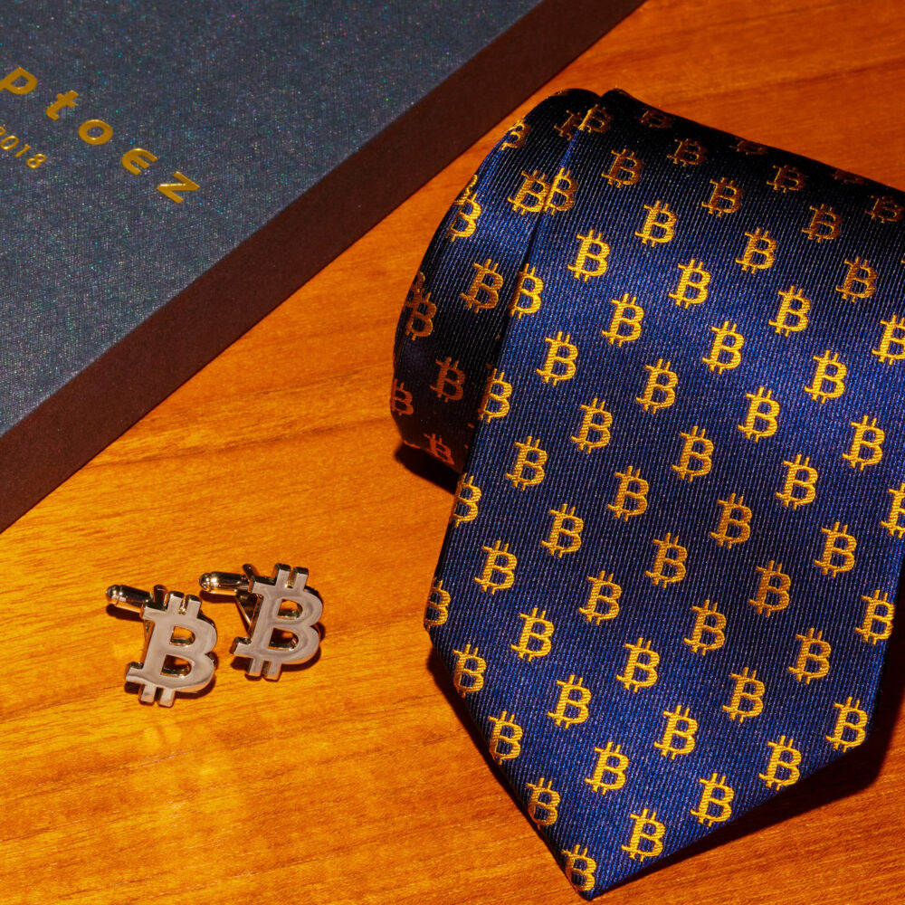 Bitcoin Silk Tie – Navy Blue