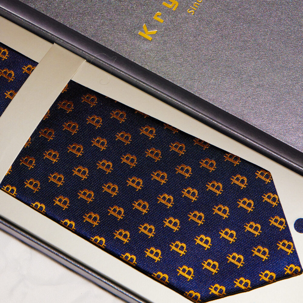 Bitcoin Silk Tie – Navy Blue
