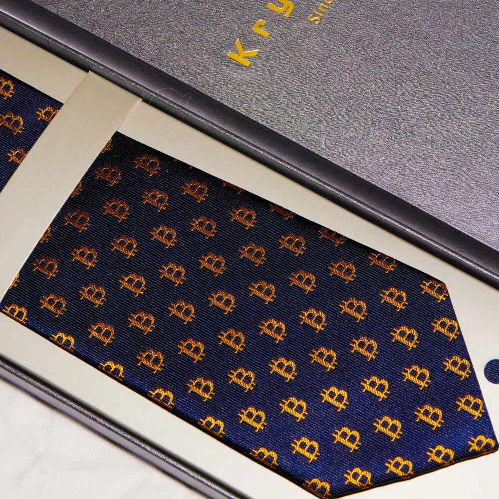 Bitcoin Silk Tie – Navy Blue - Image 3
