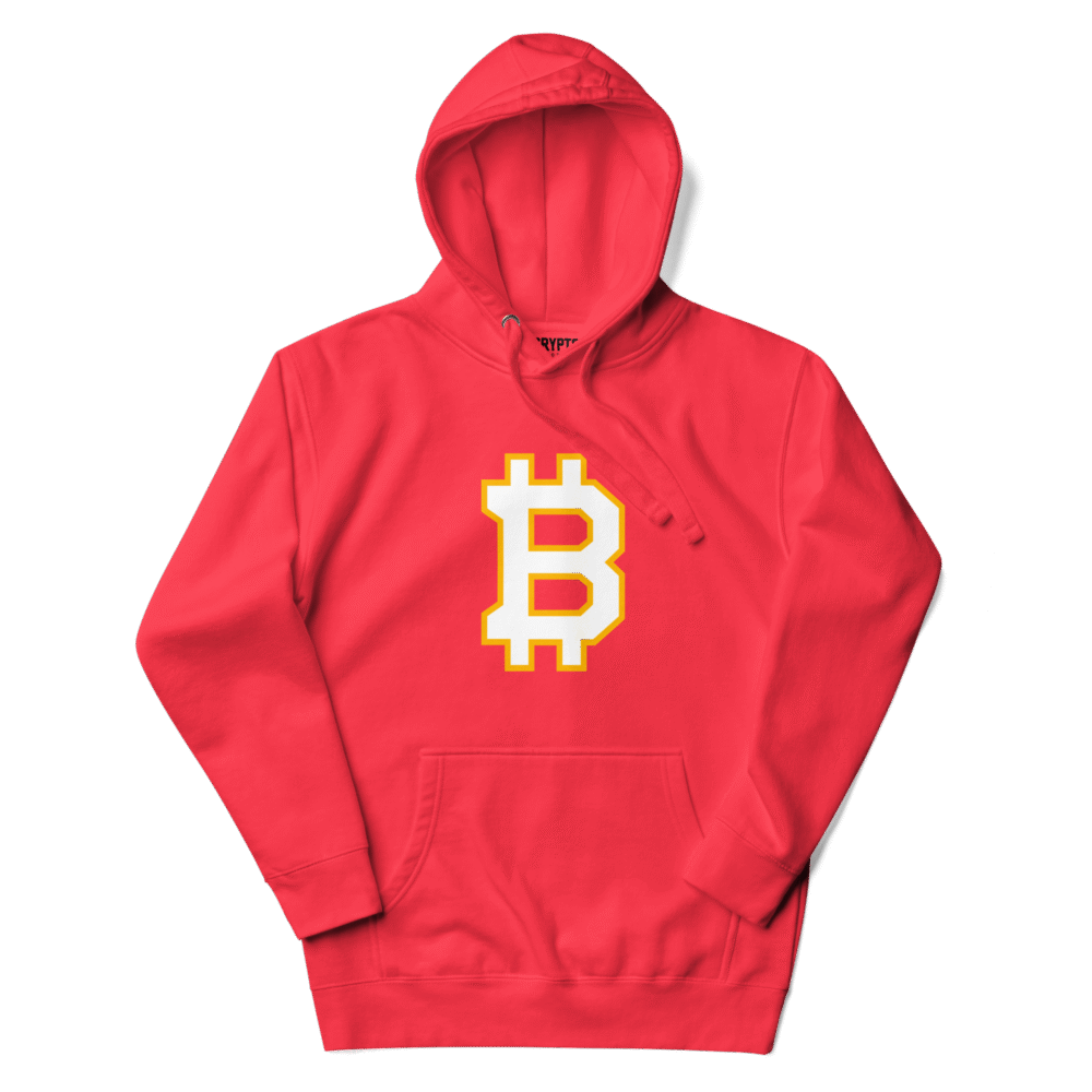 Bitcoin ₿ Hoodie - Cotton Heritage M2580 I Unisex Premium Pullover Hoodie Team Red Front 68E8Cd9Cb0170