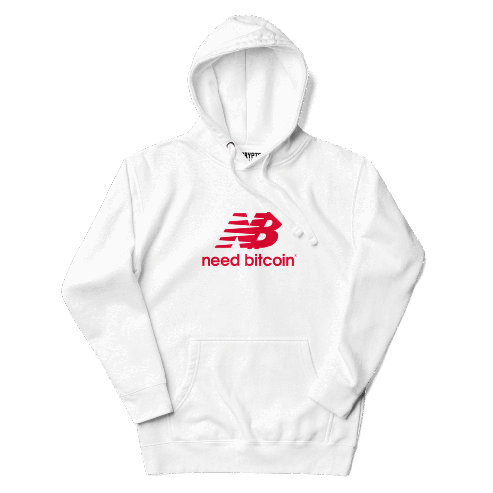 Need Bitcoin Hoodie - Cotton Heritage M2580 I Unisex Premium Pullover Hoodie White Front 68E2A8Eab9462