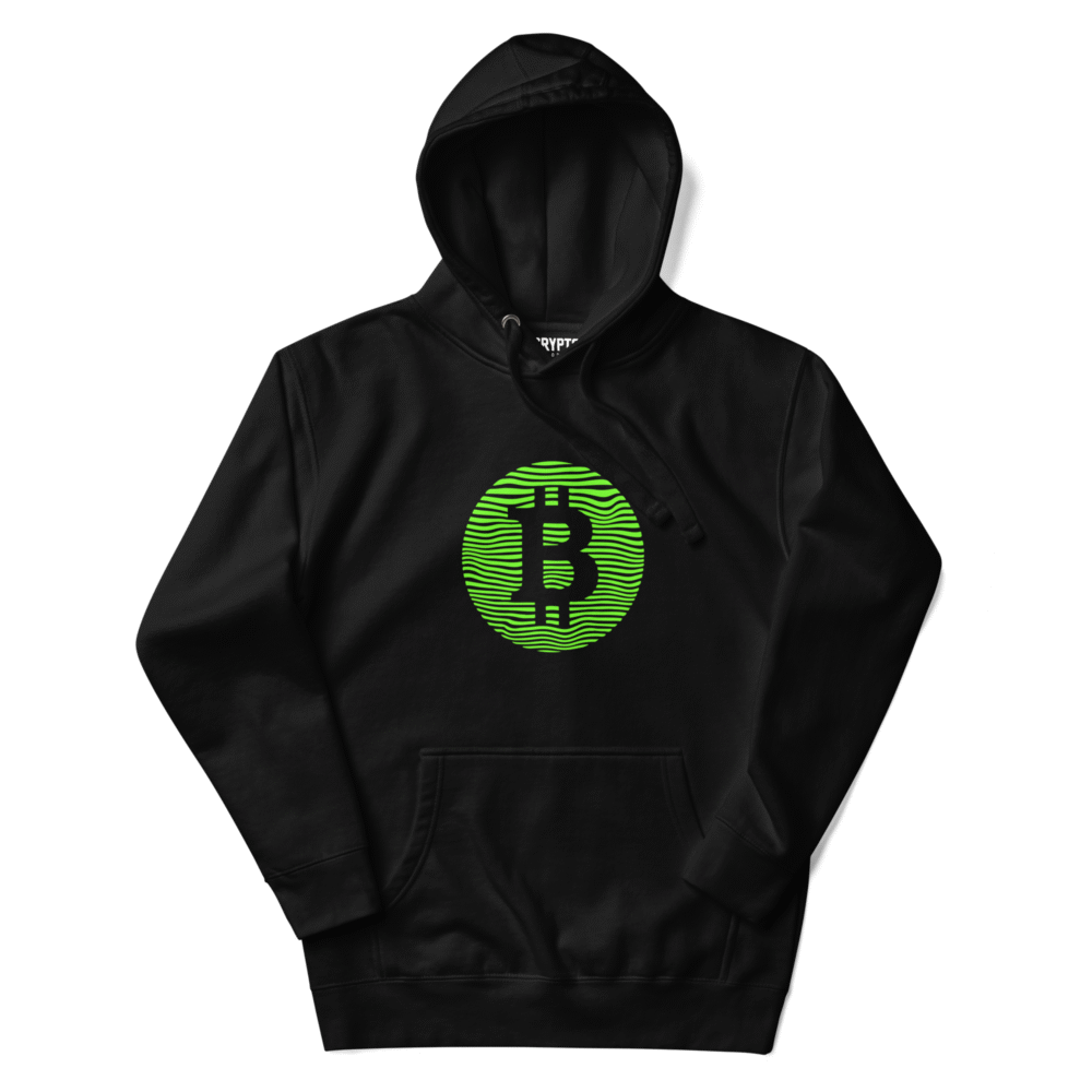 Bitcoin Wavy Hoodie - I Unisex Premium Pullover Hoodie Black Front 68E8C887F0648