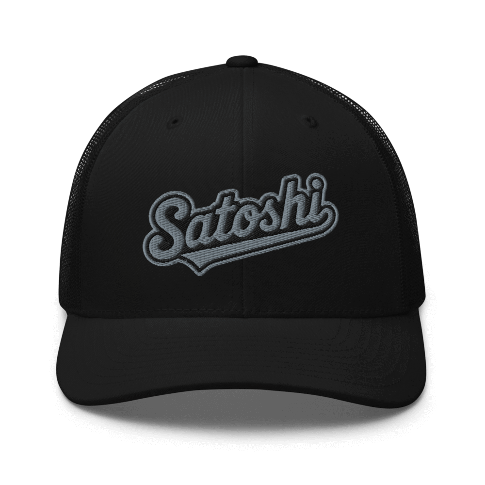 Satoshi Trucker Cap - Retro Trucker Hat Black Front 6900C155A843C