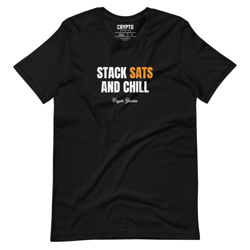 Stack Sats And Chill T-Shirt - Unisex Staple T Shirt Black Front 68E429E1E2384