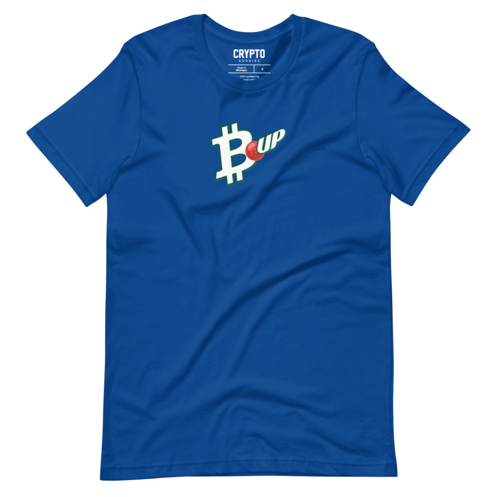 Bitcoin Up T-Shirt - Unisex Staple T Shirt True Royal Front 68E821D9D3701
