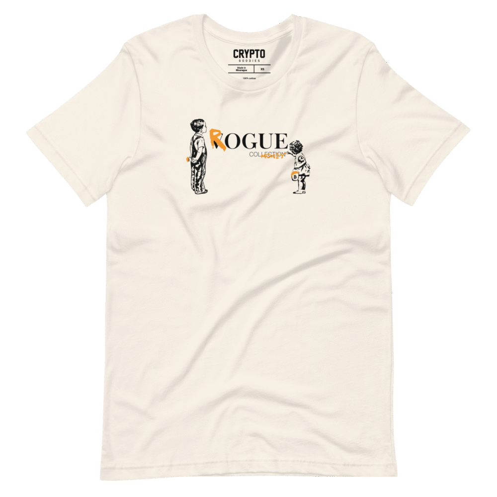 Bitcoin: Rogue Money T-Shirt - Unisex Staple T Shirt Vintage White Front 690131C900C65